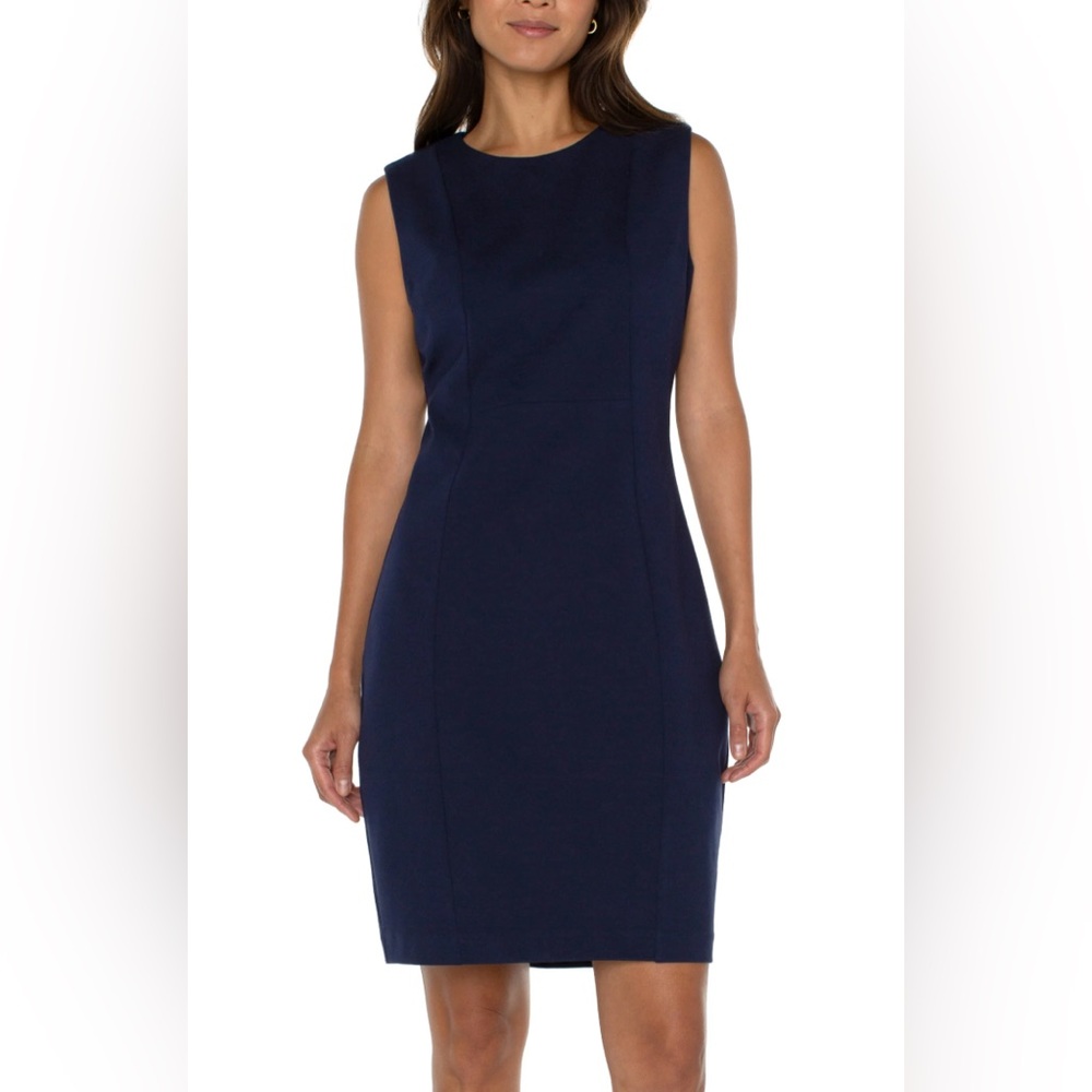 Liverpool Cadet Blue Stretch Sleeveless Sheath Dress 8